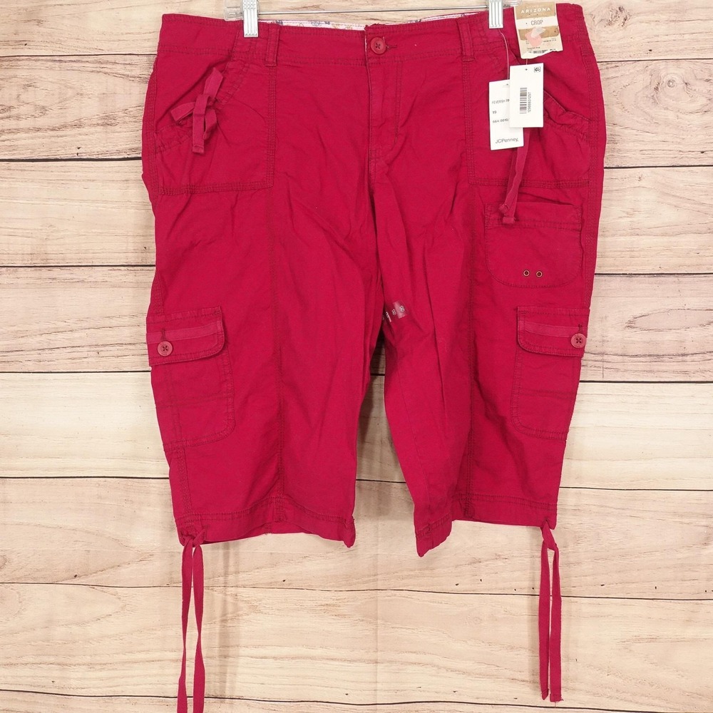 New! Arizona Jean Company Pants size 19 Pink Crop Cargo Stretch 41x16